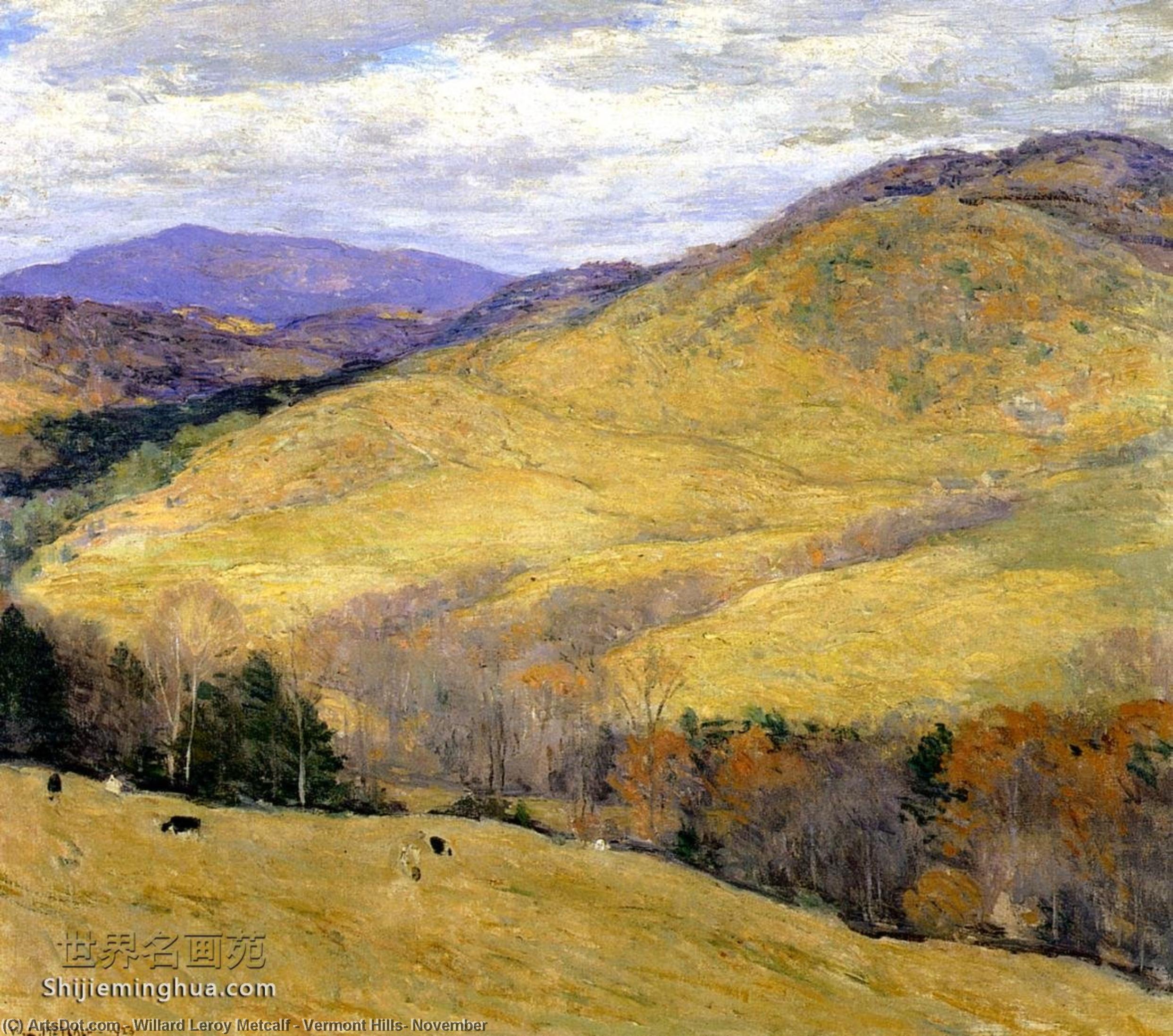 Wikioo.org - The Encyclopedia of Fine Arts - Painting, Artwork by Willard Leroy Metcalf - Vermont Hills, November