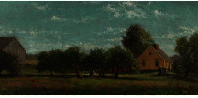 Wikioo.org - The Encyclopedia of Fine Arts - Painting, Artwork by Willard Leroy Metcalf - Yellow House In A Country Landscape