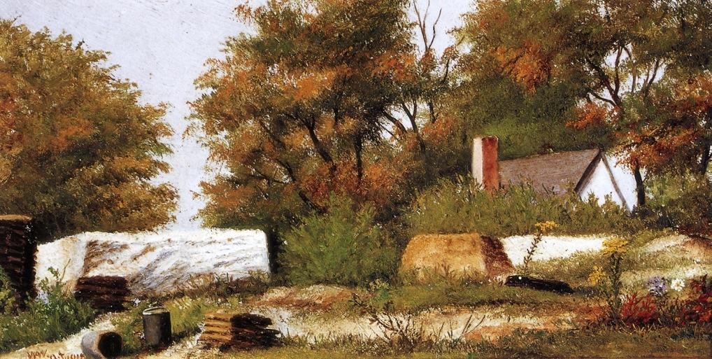 Wikioo.org - The Encyclopedia of Fine Arts - Painting, Artwork by William Aiken Walker - Autumn Scene In The Woods Of North Carolina With House And Stacks Of Wood