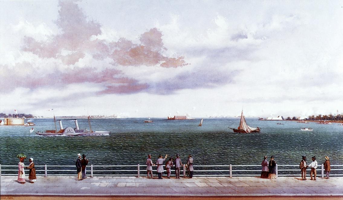 WikiOO.org - Encyclopedia of Fine Arts - Lukisan, Artwork William Aiken Walker - Bombardment Of Fort Sumter, Charleston Harbor, Charleston, South Carolina, 1863