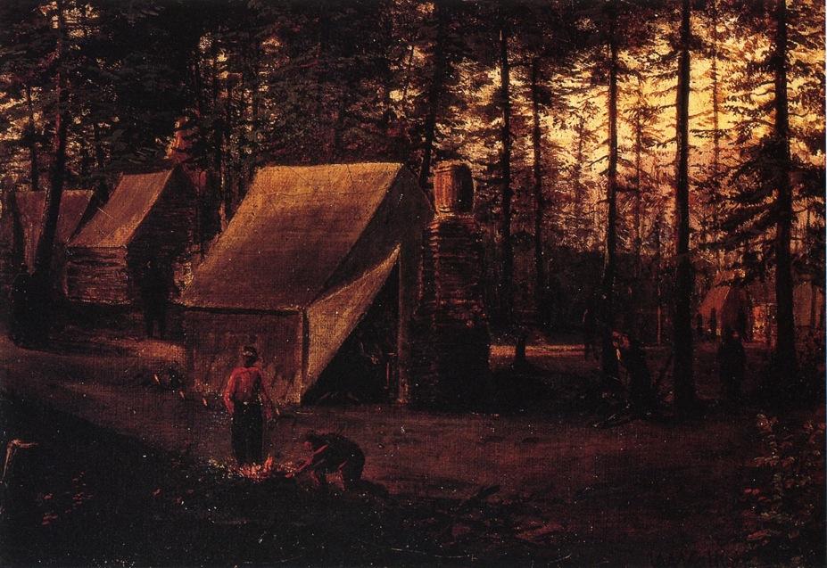 WikiOO.org - Encyclopedia of Fine Arts - Målning, konstverk William Aiken Walker - Confederate Encampment at Seven Pines (Fair Oaks) Virginia