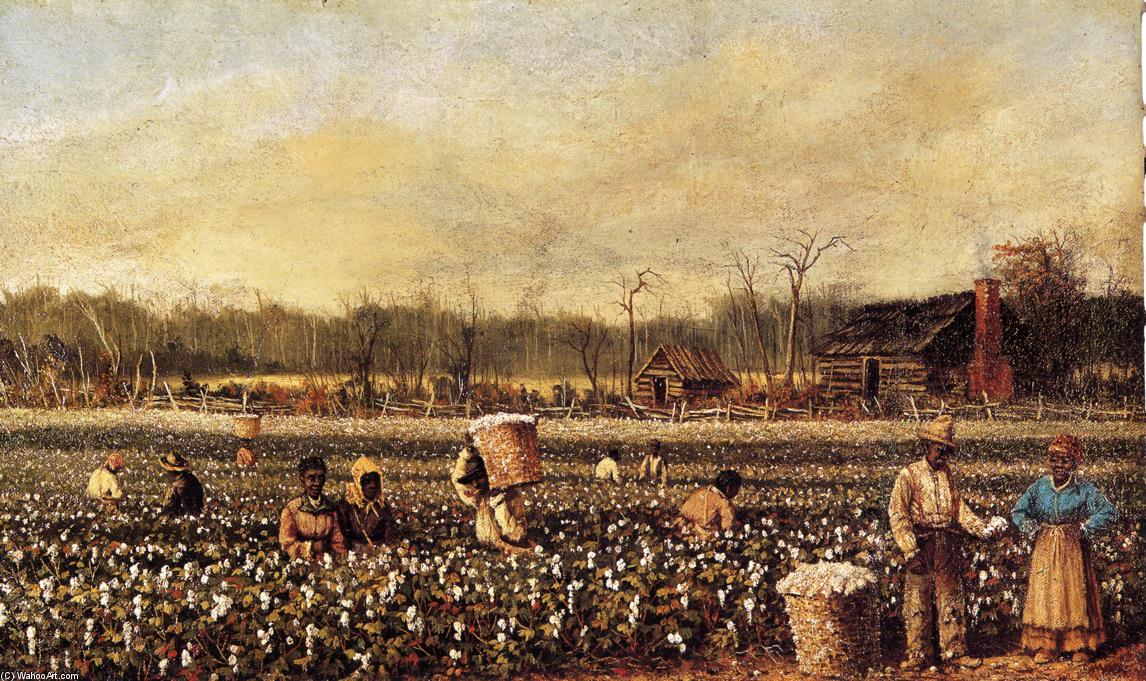 WikiOO.org - Encyclopedia of Fine Arts - Maľba, Artwork William Aiken Walker - Cotton Picking in Front of the Quarters