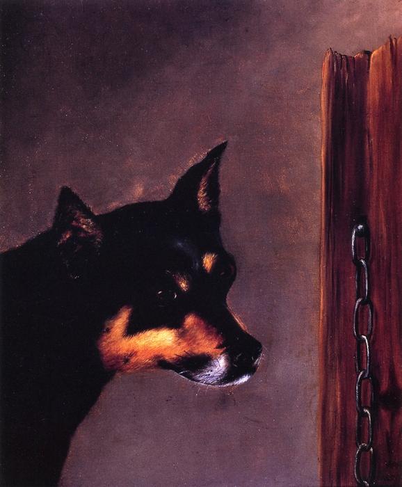 WikiOO.org - Encyclopedia of Fine Arts - Maľba, Artwork William Aiken Walker - Dog Head with Post and Chain