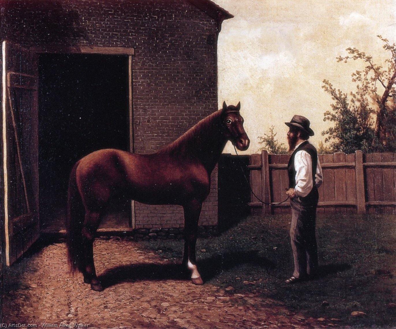 Wikioo.org - The Encyclopedia of Fine Arts - Painting, Artwork by William Aiken Walker - Dt. Diehl and Morgan Horse in Louisville Kentucky