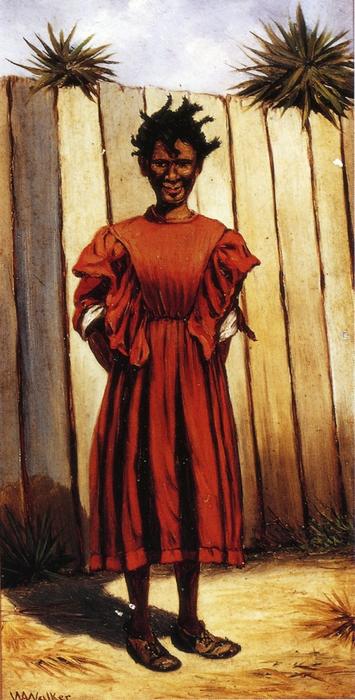 WikiOO.org - אנציקלופדיה לאמנויות יפות - ציור, יצירות אמנות William Aiken Walker - Girl with Pigtails
