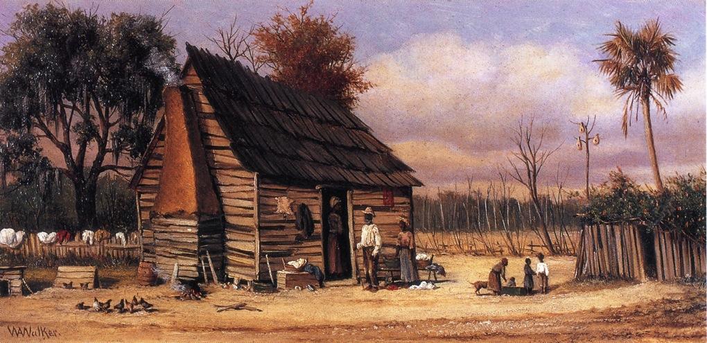 Wikioo.org - The Encyclopedia of Fine Arts - Painting, Artwork by William Aiken Walker - Negro Cabin with Palm Tree