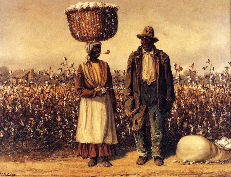 Wikioo.org - The Encyclopedia of Fine Arts - Painting, Artwork by William Aiken Walker - Negro Man and Woman with Cotton Field