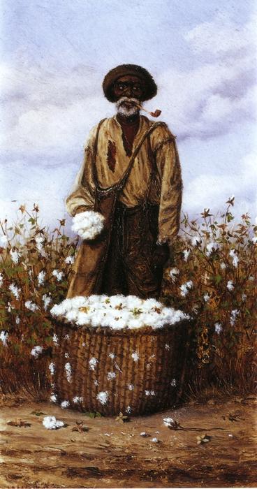 WikiOO.org - Encyclopedia of Fine Arts - Maľba, Artwork William Aiken Walker - Negro Man In Cotton Field With Basket Of Cotton 1