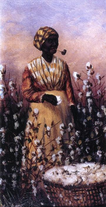 WikiOO.org - Encyclopedia of Fine Arts - Maľba, Artwork William Aiken Walker - Negro Woman Smoking Pipe and Picking Cotton