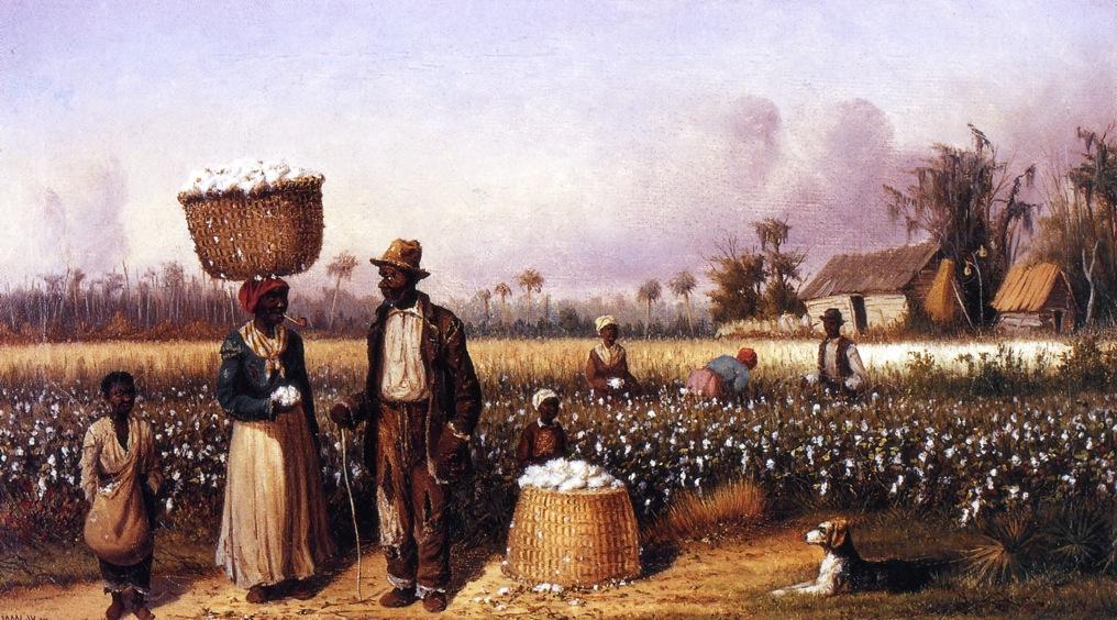 Wikioo.org - The Encyclopedia of Fine Arts - Painting, Artwork by William Aiken Walker - Negro Workers in Cotton Field with Dog