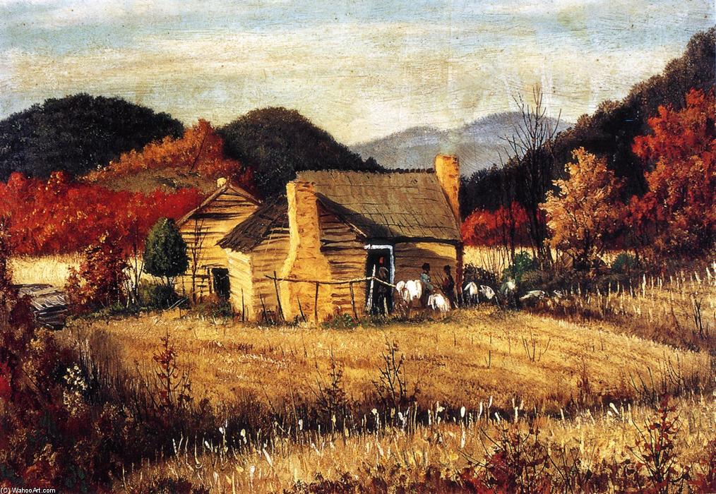 WikiOO.org - Encyclopedia of Fine Arts - Maľba, Artwork William Aiken Walker - North Carolina Homestead with Mountains and Field