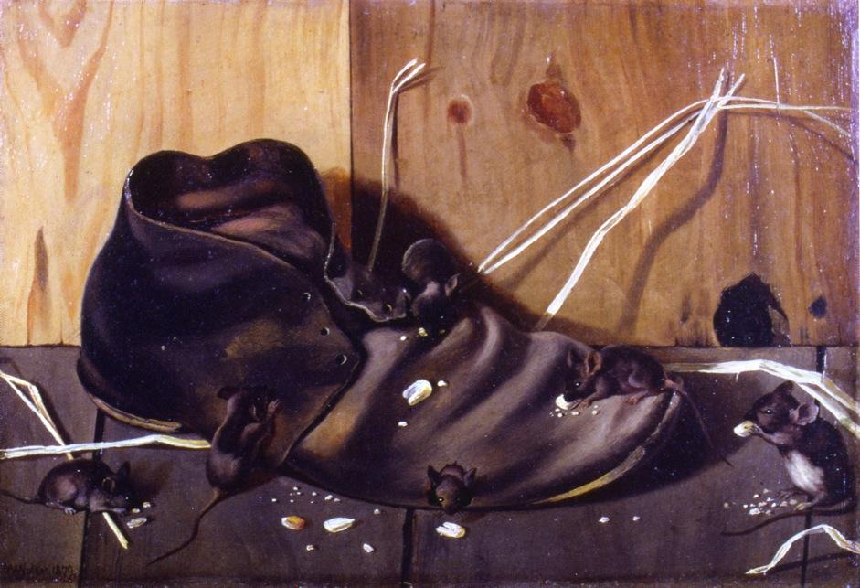 Wikioo.org – La Enciclopedia de las Bellas Artes - Pintura, Obras de arte de William Aiken Walker - Zapato viejo con Ratones