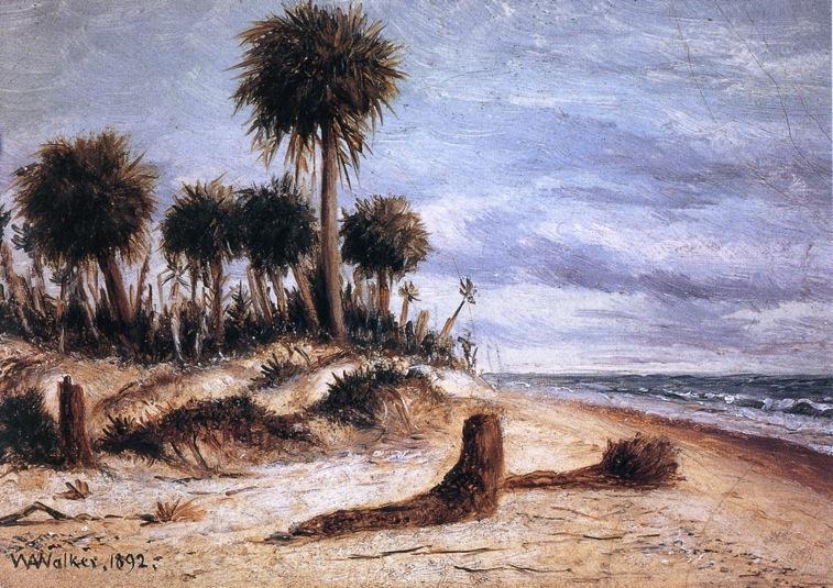WikiOO.org - Encyclopedia of Fine Arts - Maľba, Artwork William Aiken Walker - Palm Trees on the Beach at Fort Walton