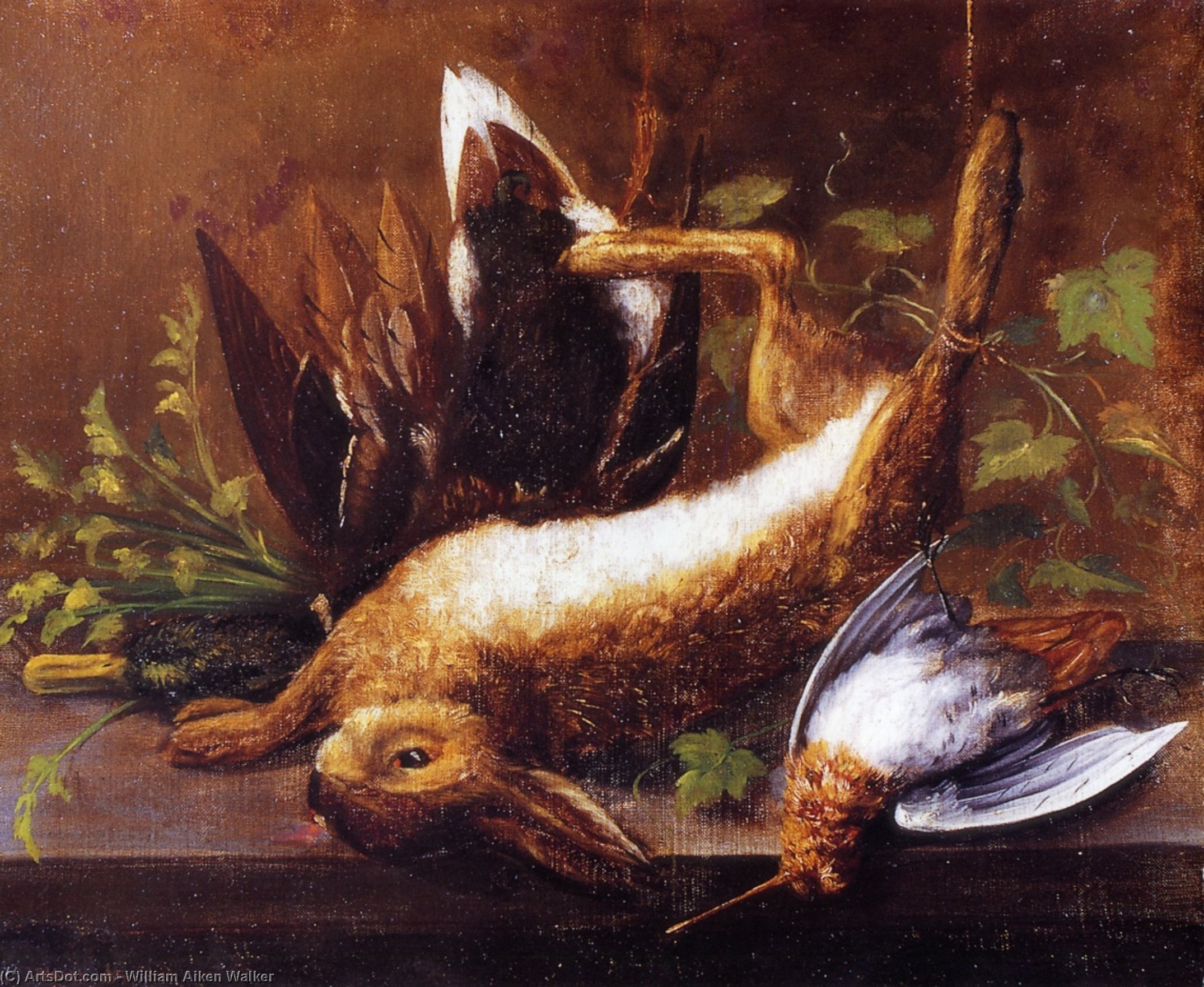 WikiOO.org - Encyclopedia of Fine Arts - Maľba, Artwork William Aiken Walker - Rabbit, Duck and Snipe