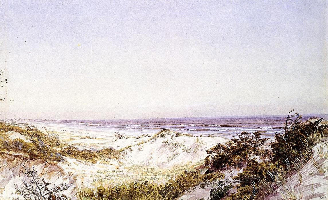 WikiOO.org - 百科事典 - 絵画、アートワーク William Trost Richards - 大西洋 都市  -   ビーチ  砂丘  と  草