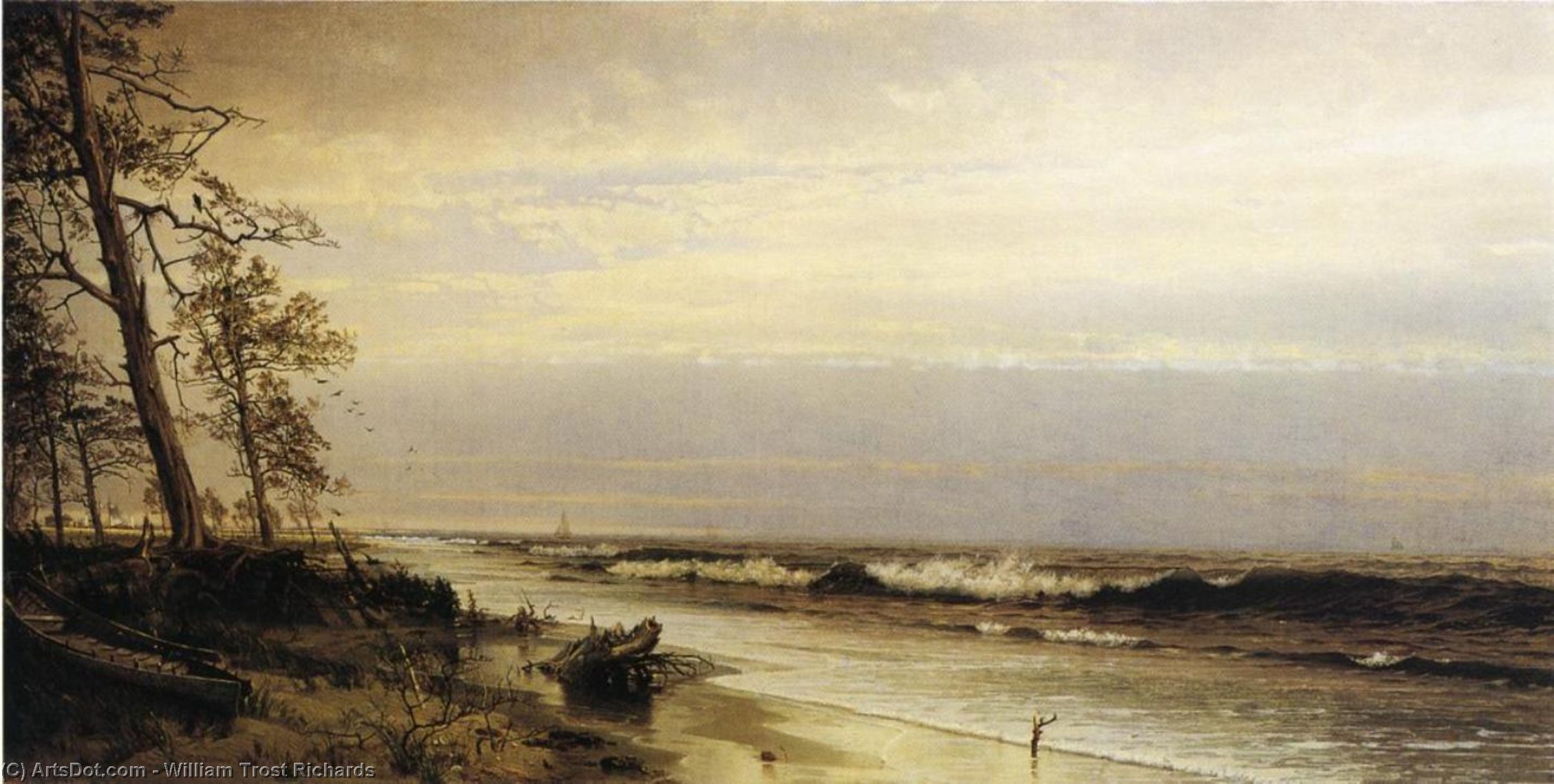 Wikioo.org - The Encyclopedia of Fine Arts - Painting, Artwork by William Trost Richards - Atlantic City Shoreline