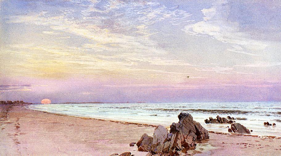 WikiOO.org - Енциклопедия за изящни изкуства - Живопис, Произведения на изкуството William Trost Richards - Beach with Rising Sun, New Jersey