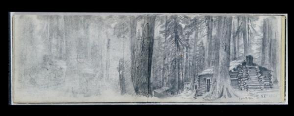 Wikioo.org - Bách khoa toàn thư về mỹ thuật - Vẽ tranh, Tác phẩm nghệ thuật William Trost Richards - Camp A. Log Cabin in Woods