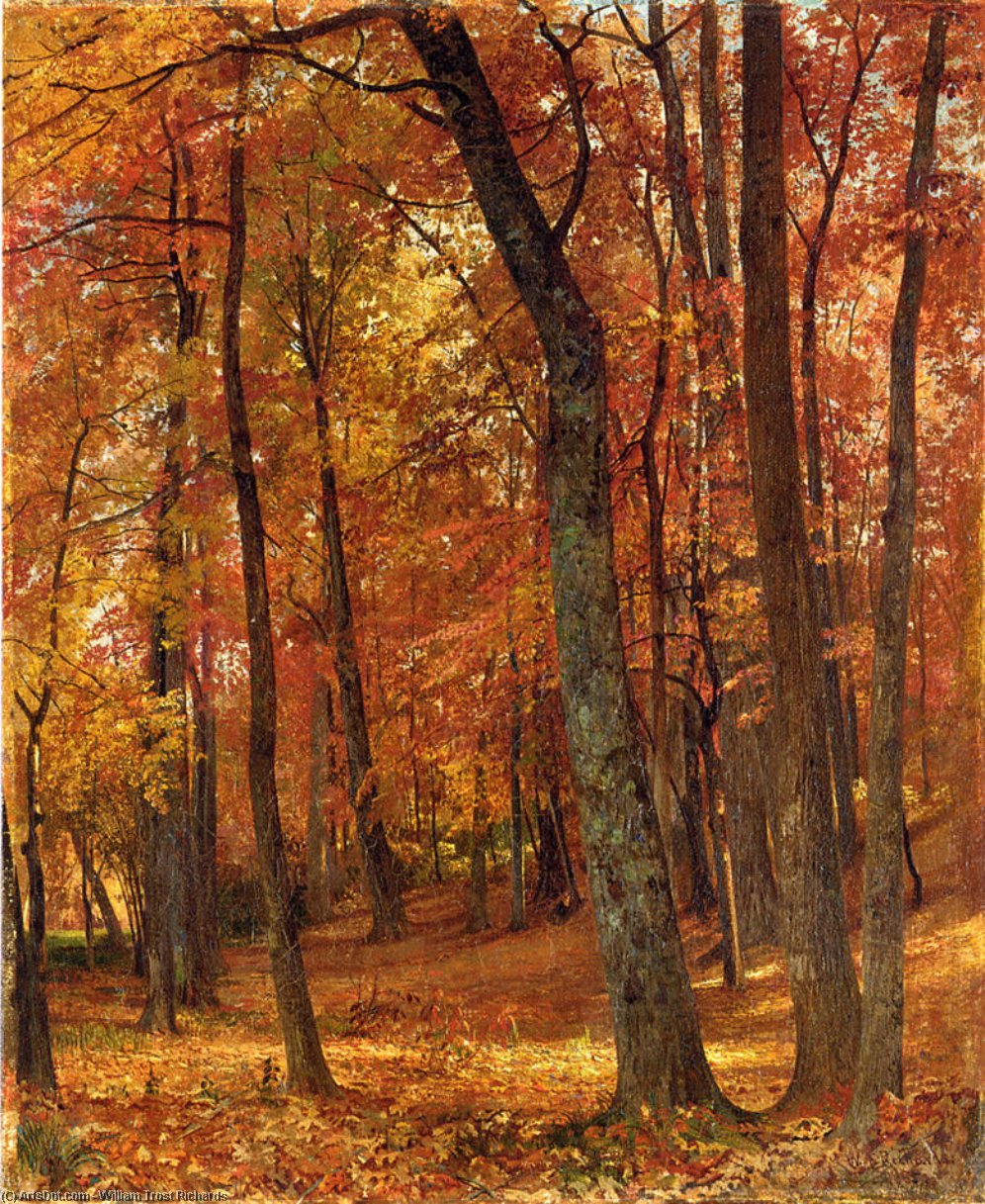 WikiOO.org - Енциклопедия за изящни изкуства - Живопис, Произведения на изкуството William Trost Richards - Forest Interior