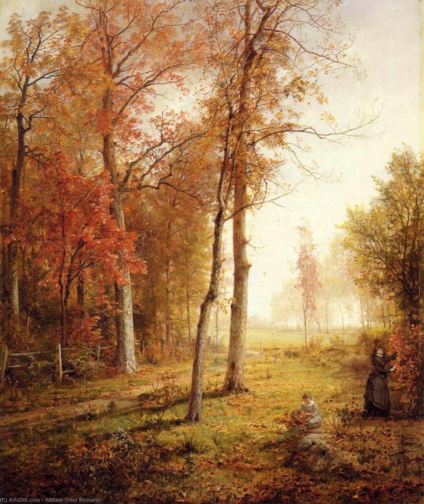Wikioo.org - The Encyclopedia of Fine Arts - Painting, Artwork by William Trost Richards - Gathering Leaves