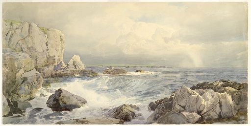 WikiOO.org - Encyclopedia of Fine Arts - Festés, Grafika William Trost Richards - Rocks and Cliffs near the Sea
