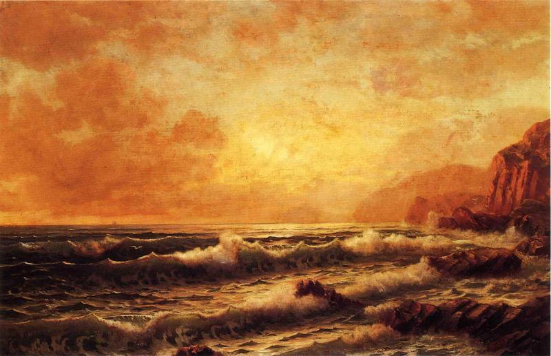Wikioo.org - The Encyclopedia of Fine Arts - Painting, Artwork by William Trost Richards - Rocky Coast at Sunset