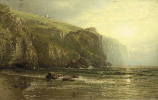 Wikioo.org - The Encyclopedia of Fine Arts - Painting, Artwork by William Trost Richards - Sunset Along the Coast of Cornwall