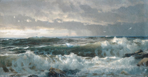 WikiOO.org - Güzel Sanatlar Ansiklopedisi - Resim, Resimler William Trost Richards - Surf on Rocks