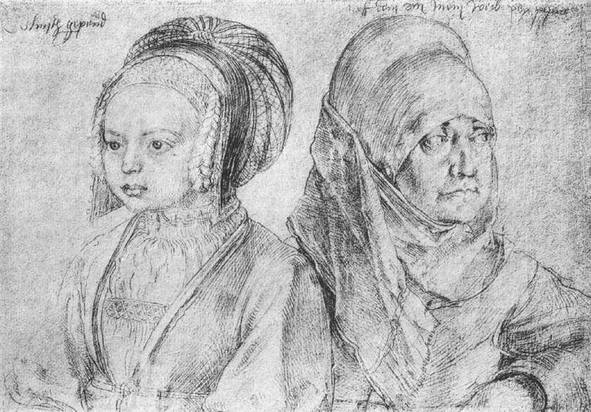 Wikioo.org - The Encyclopedia of Fine Arts - Painting, Artwork by Albrecht Durer - A Young Girl of Cologne and Dürer's Wife