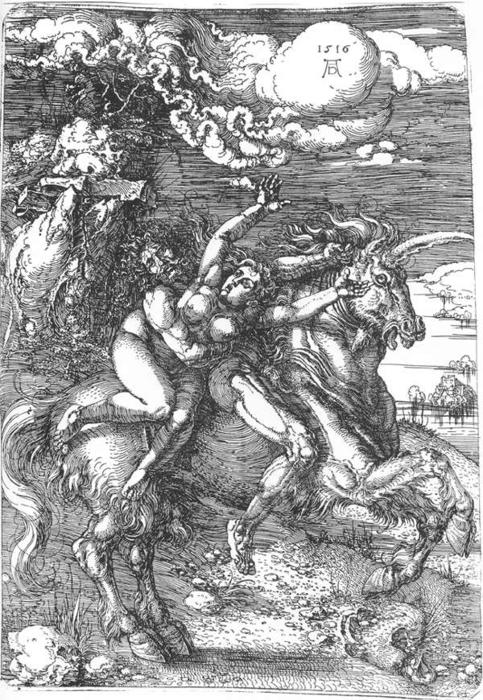 Wikioo.org – La Enciclopedia de las Bellas Artes - Pintura, Obras de arte de Albrecht Durer - El secuestro de Proserpina en un unicornio