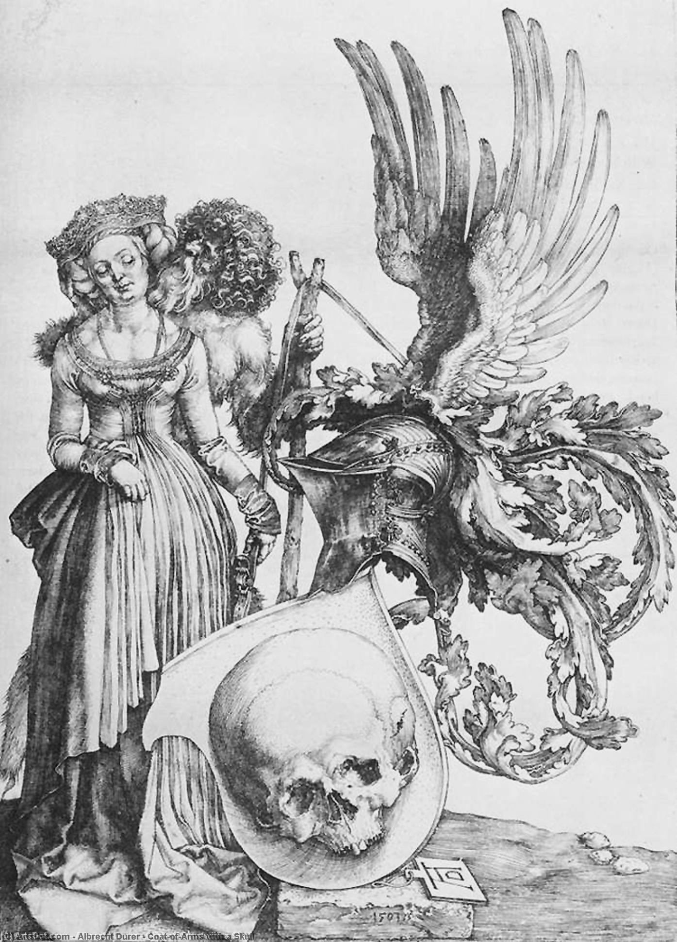 Wikioo.org – L'Enciclopedia delle Belle Arti - Pittura, Opere di Albrecht Durer - stemma con una cranio