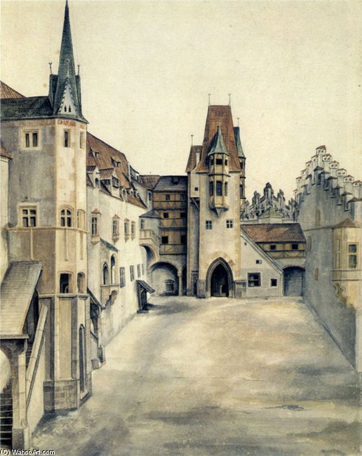 WikiOO.org - Енциклопедія образотворчого мистецтва - Живопис, Картини
 Albrecht Durer - Couryard Of The Former Castle In Innsbruck