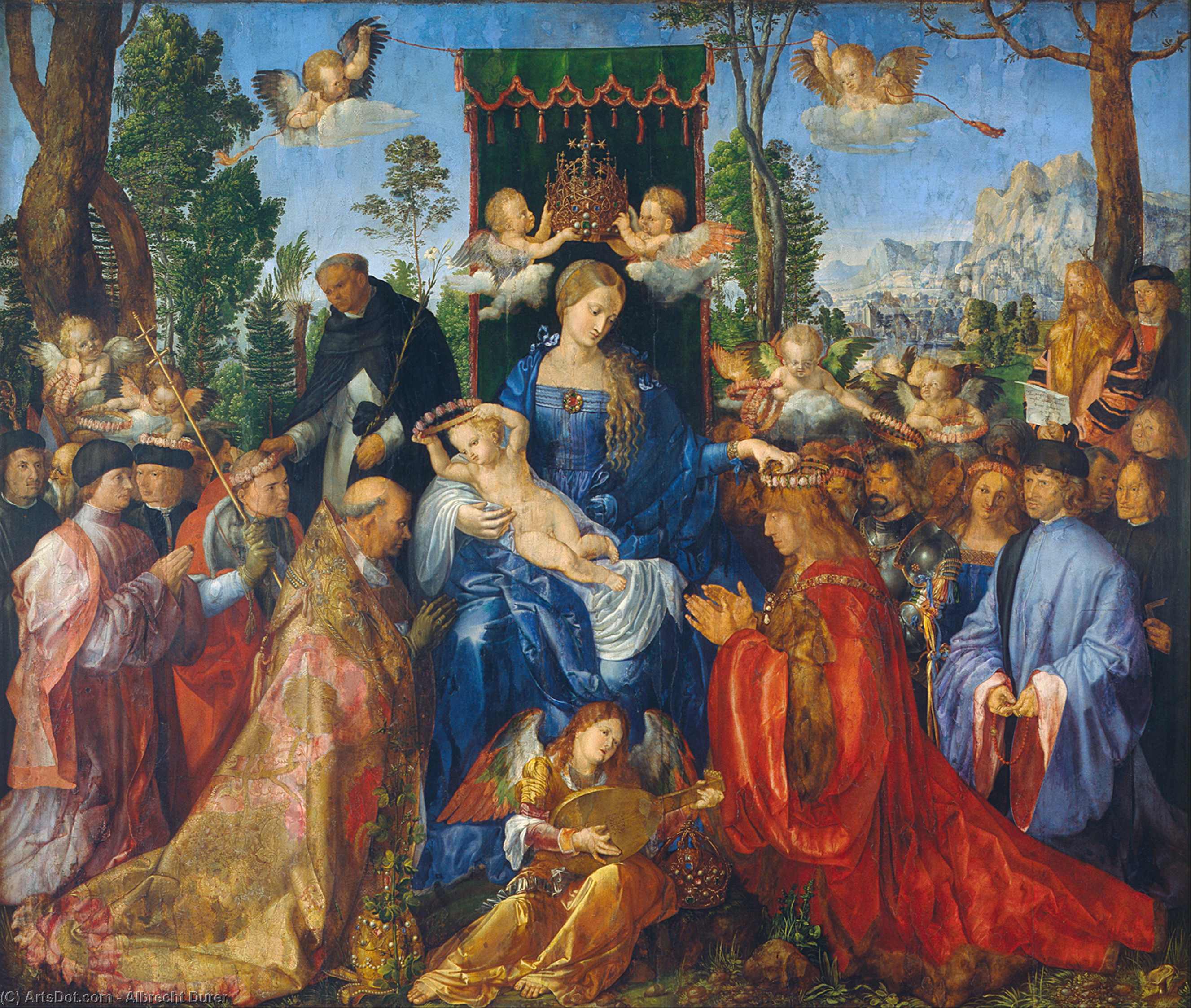 Wikioo.org - The Encyclopedia of Fine Arts - Painting, Artwork by Albrecht Durer - Feast Of The Rose Garlands