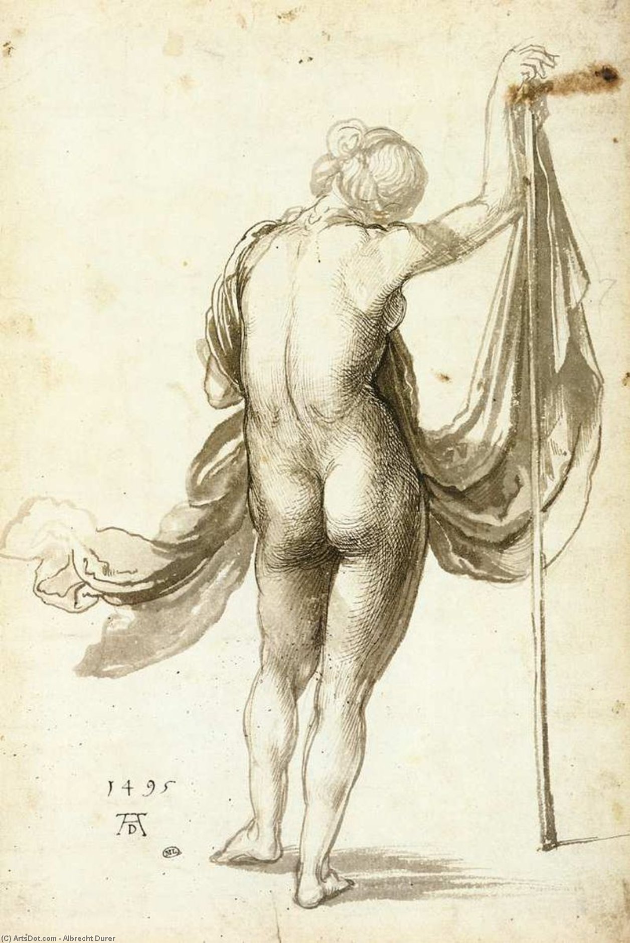 WikiOO.org - Enciklopedija likovnih umjetnosti - Slikarstvo, umjetnička djela Albrecht Durer - Female Nude from Behind