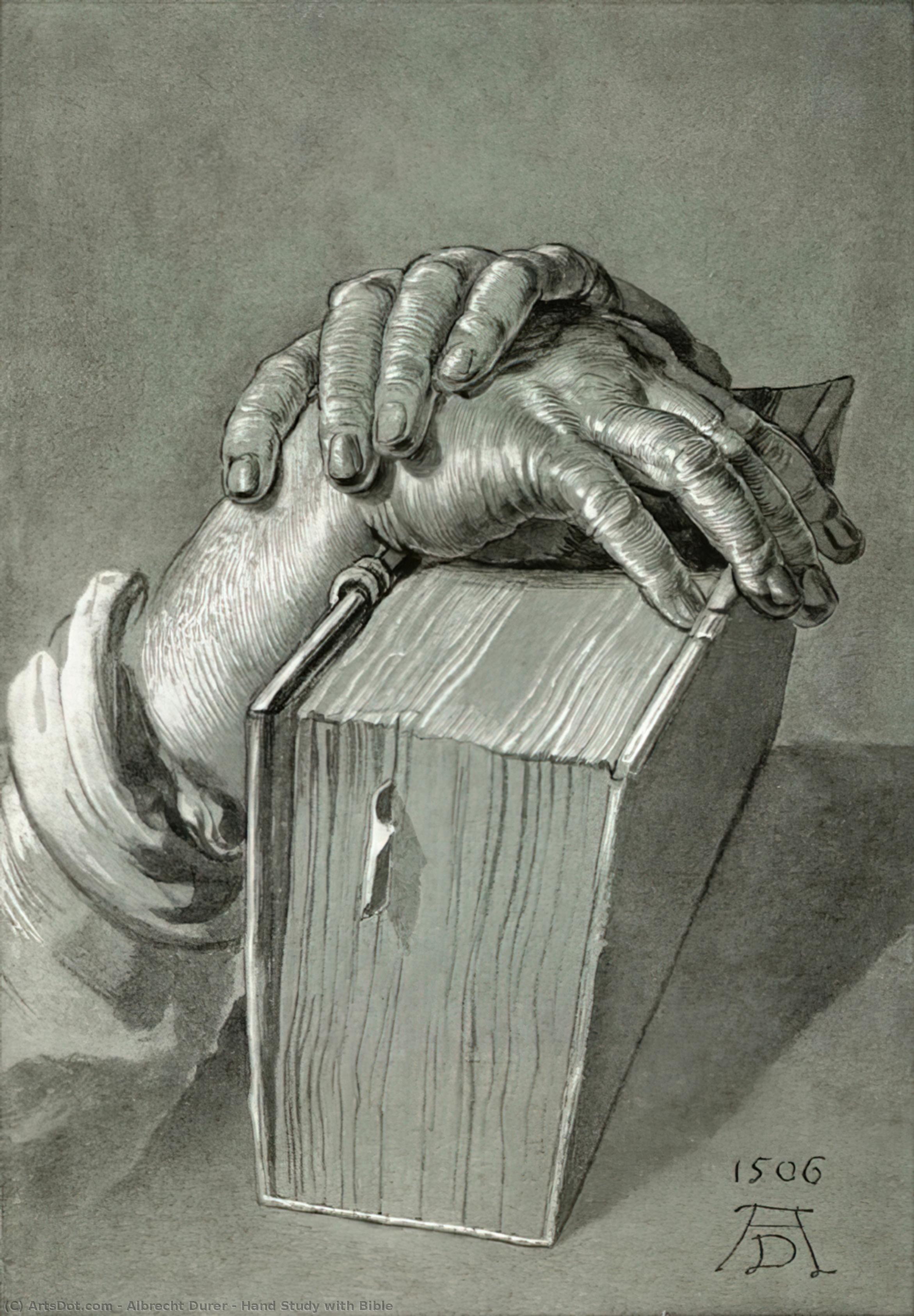 WikiOO.org - Encyclopedia of Fine Arts - Lukisan, Artwork Albrecht Durer - Hand Study with Bible