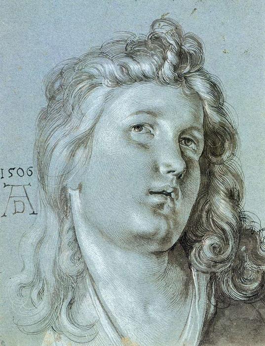 WikiOO.org - אנציקלופדיה לאמנויות יפות - ציור, יצירות אמנות Albrecht Durer - Head of an Angel