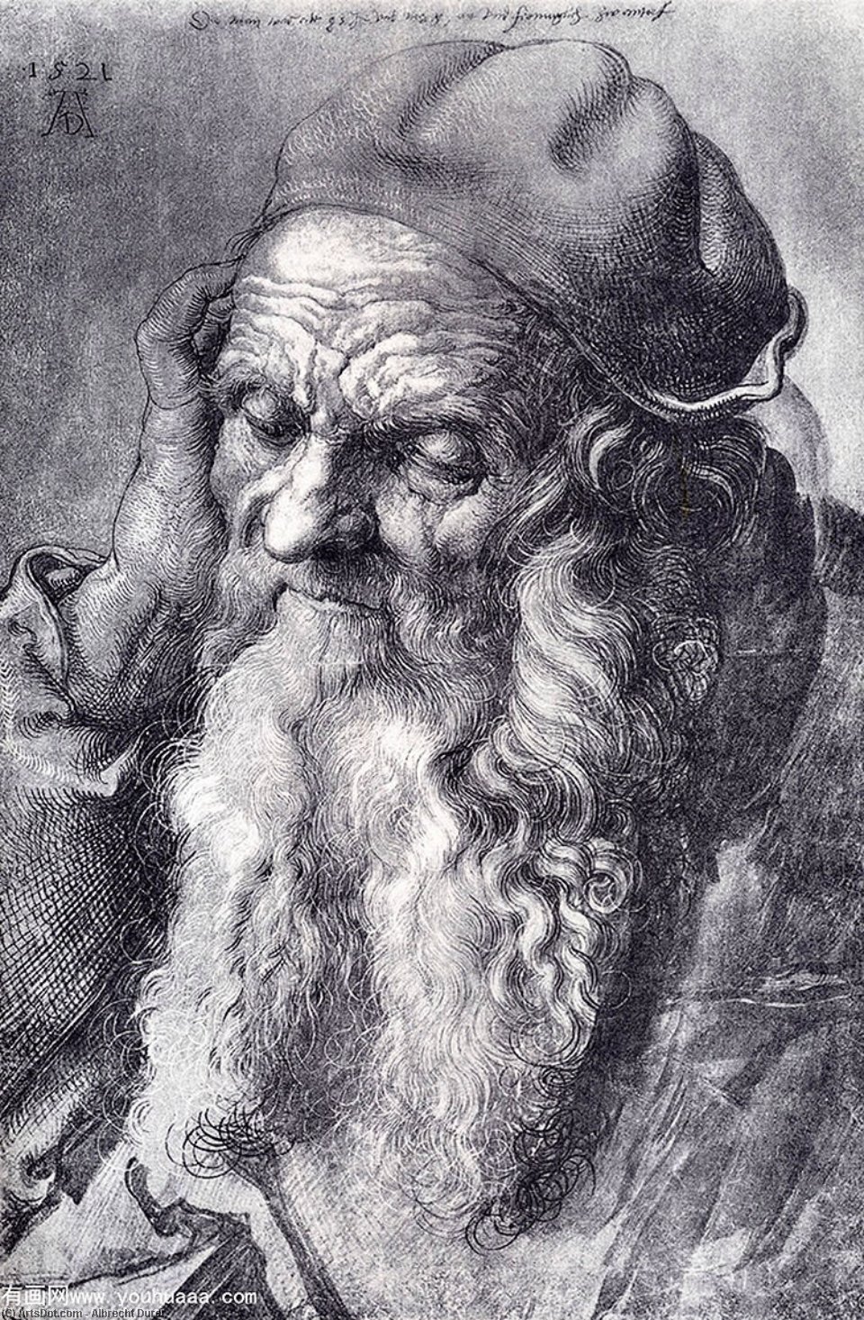 WikiOO.org - Εγκυκλοπαίδεια Καλών Τεχνών - Ζωγραφική, έργα τέχνης Albrecht Durer - Head Of An Old Man