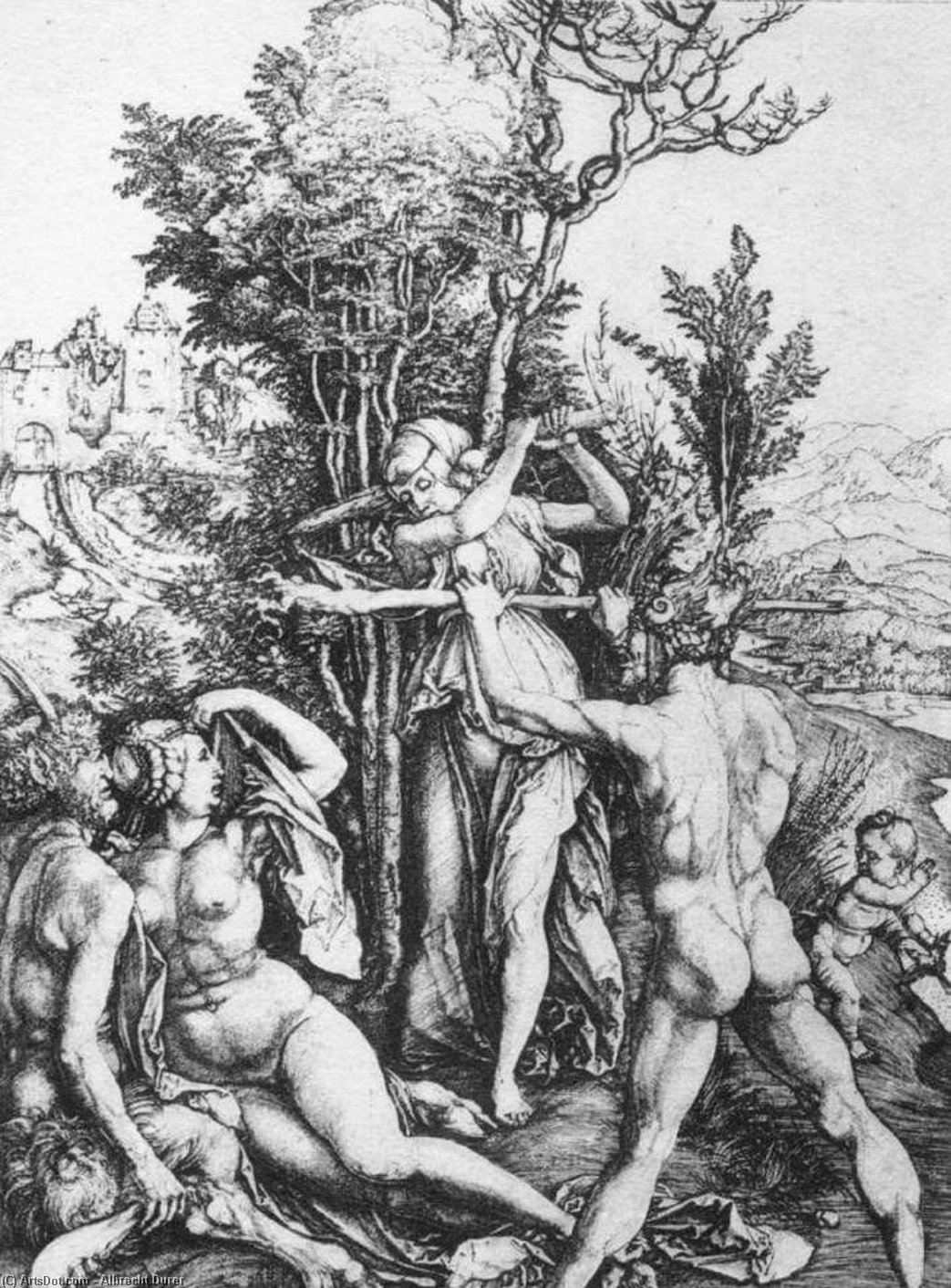 WikiOO.org - Εγκυκλοπαίδεια Καλών Τεχνών - Ζωγραφική, έργα τέχνης Albrecht Durer - Hercules at the Crossroad