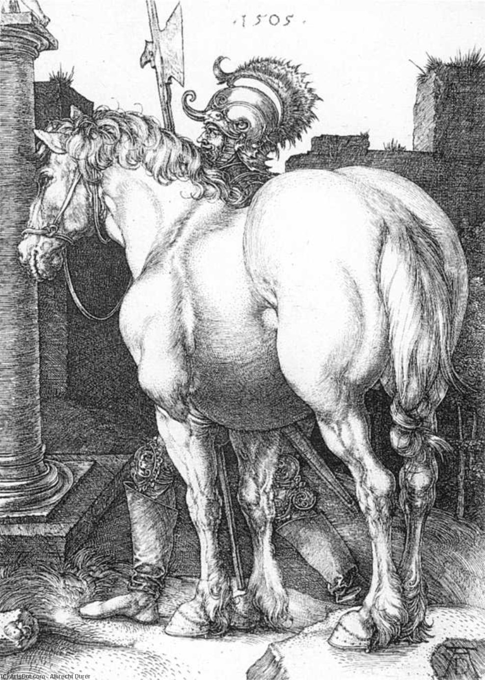 WikiOO.org - Εγκυκλοπαίδεια Καλών Τεχνών - Ζωγραφική, έργα τέχνης Albrecht Durer - Large Horse