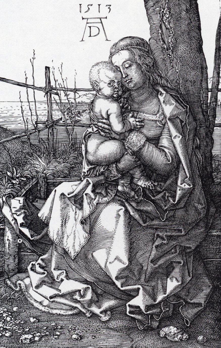 WikiOO.org - Encyclopedia of Fine Arts - Målning, konstverk Albrecht Durer - Madonna By The Tree