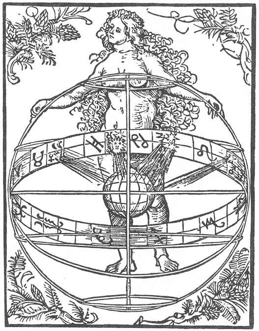 WikiOO.org - Encyclopedia of Fine Arts - Maalaus, taideteos Albrecht Durer - Nude Woman with the Zodiac