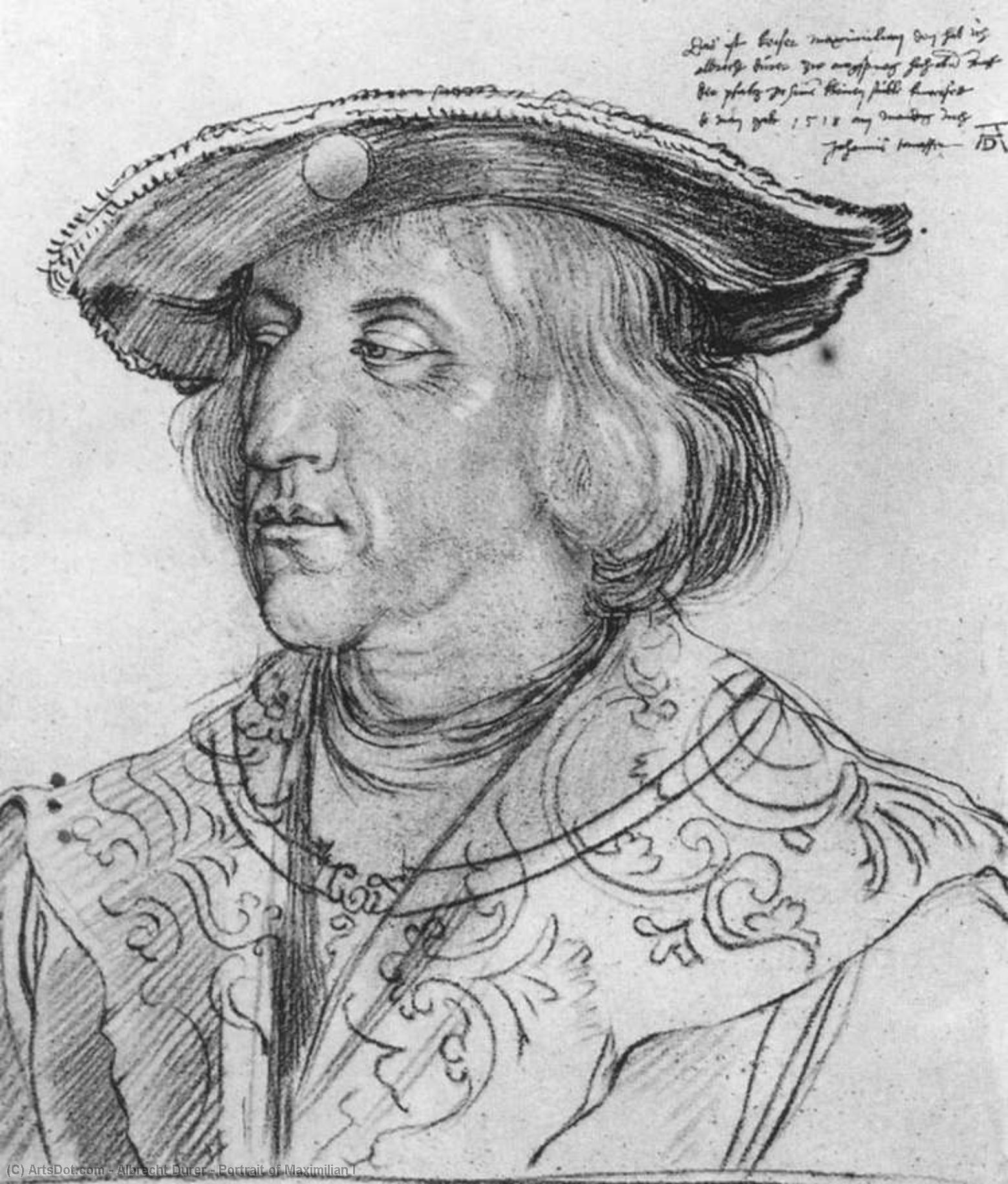 WikiOO.org - Encyclopedia of Fine Arts - Maľba, Artwork Albrecht Durer - Portrait of Maximilian I