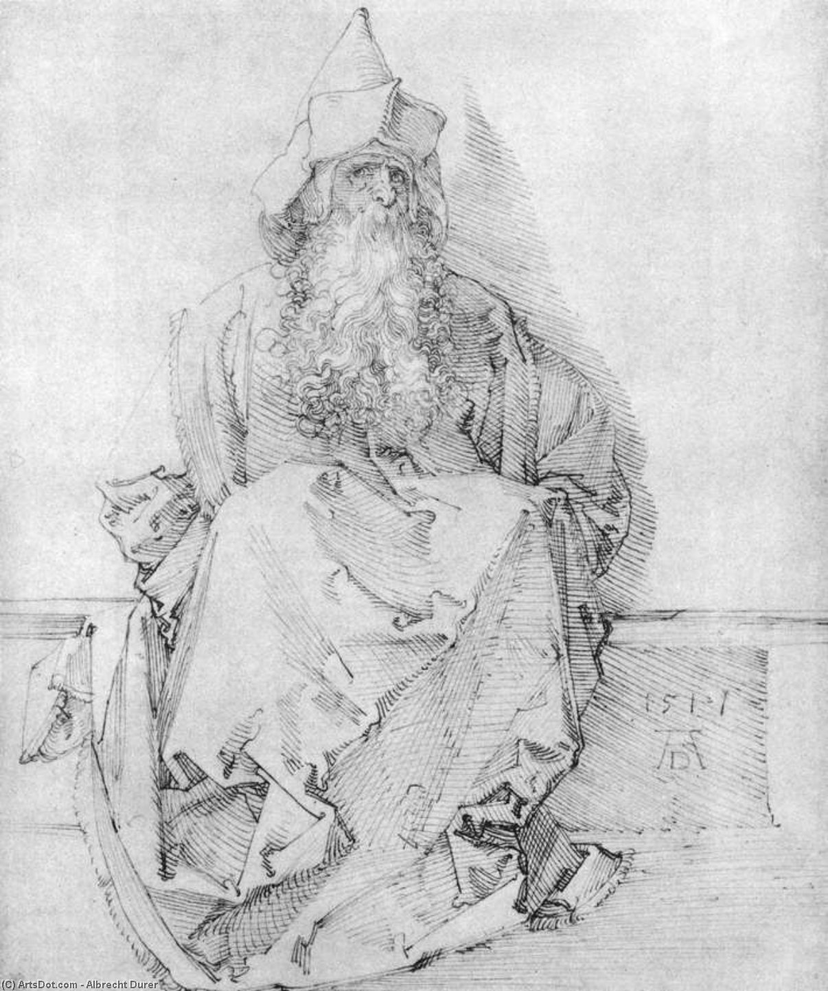 Wikioo.org – La Enciclopedia de las Bellas Artes - Pintura, Obras de arte de Albrecht Durer - sentado profeta