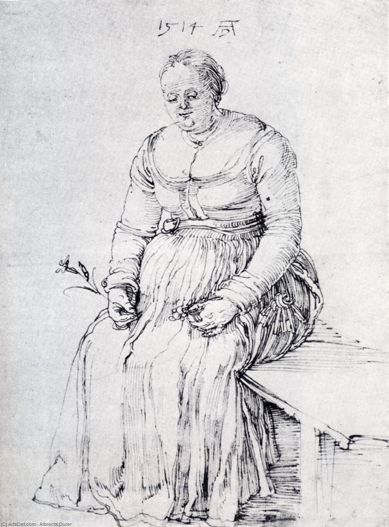 WikiOO.org - Encyclopedia of Fine Arts - Maleri, Artwork Albrecht Durer - Seated Woman