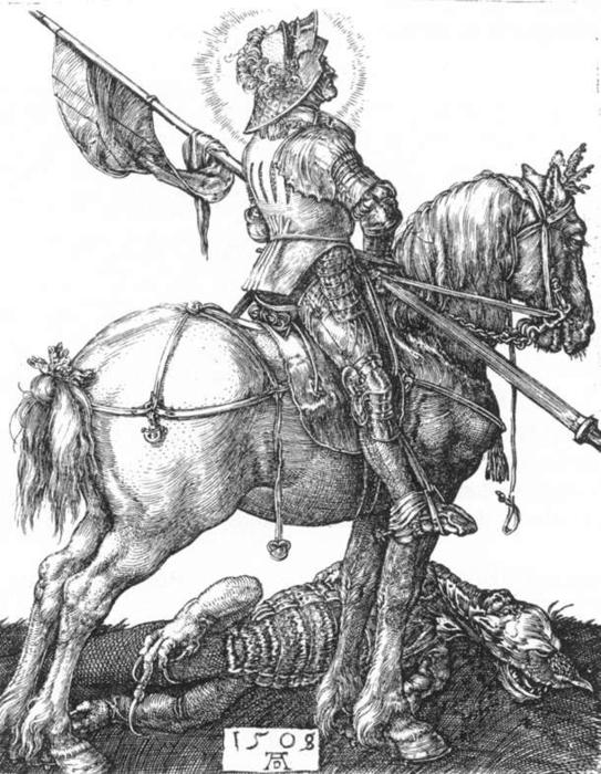 WikiOO.org - Encyclopedia of Fine Arts - Lukisan, Artwork Albrecht Durer - St George on Horseback