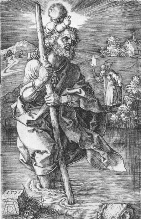 WikiOO.org - Enciklopedija likovnih umjetnosti - Slikarstvo, umjetnička djela Albrecht Durer - St Christopher Facing to the Right