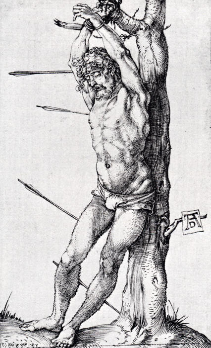 WikiOO.org - Encyclopedia of Fine Arts - Lukisan, Artwork Albrecht Durer - St. Sebastian At The Tree
