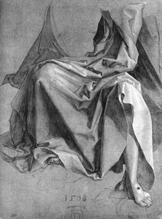 WikiOO.org - Encyclopedia of Fine Arts - Målning, konstverk Albrecht Durer - Study of a Drapery