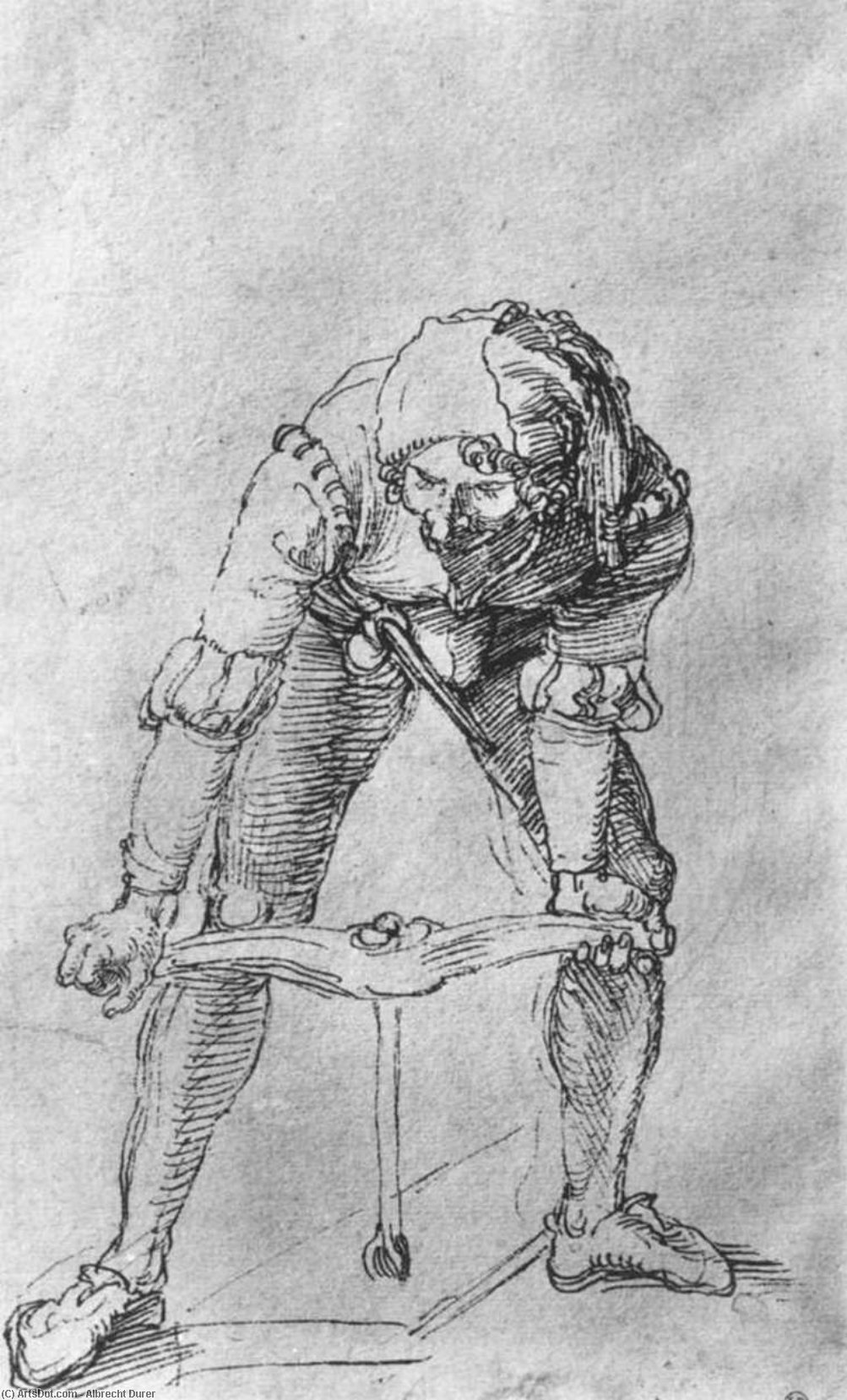 Wikioo.org – L'Enciclopedia delle Belle Arti - Pittura, Opere di Albrecht Durer - studio di un uomo con  Un  Trapano
