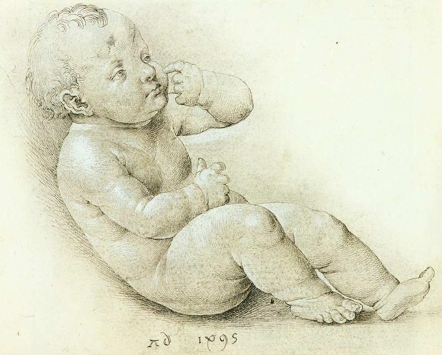 Wikioo.org - สารานุกรมวิจิตรศิลป์ - จิตรกรรม Albrecht Durer - Study of the Christ Child